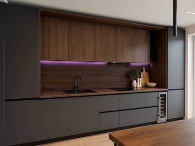 Bucătărie la comandă clasică în nuanțe deschise cu detalii elegante